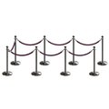Montour Line Stanchion Post and Rope Kit Sat.Steel, 8 Ball Top7 Purple Rope C-Kit-8-SS-BA-7-PVR-PE-PS